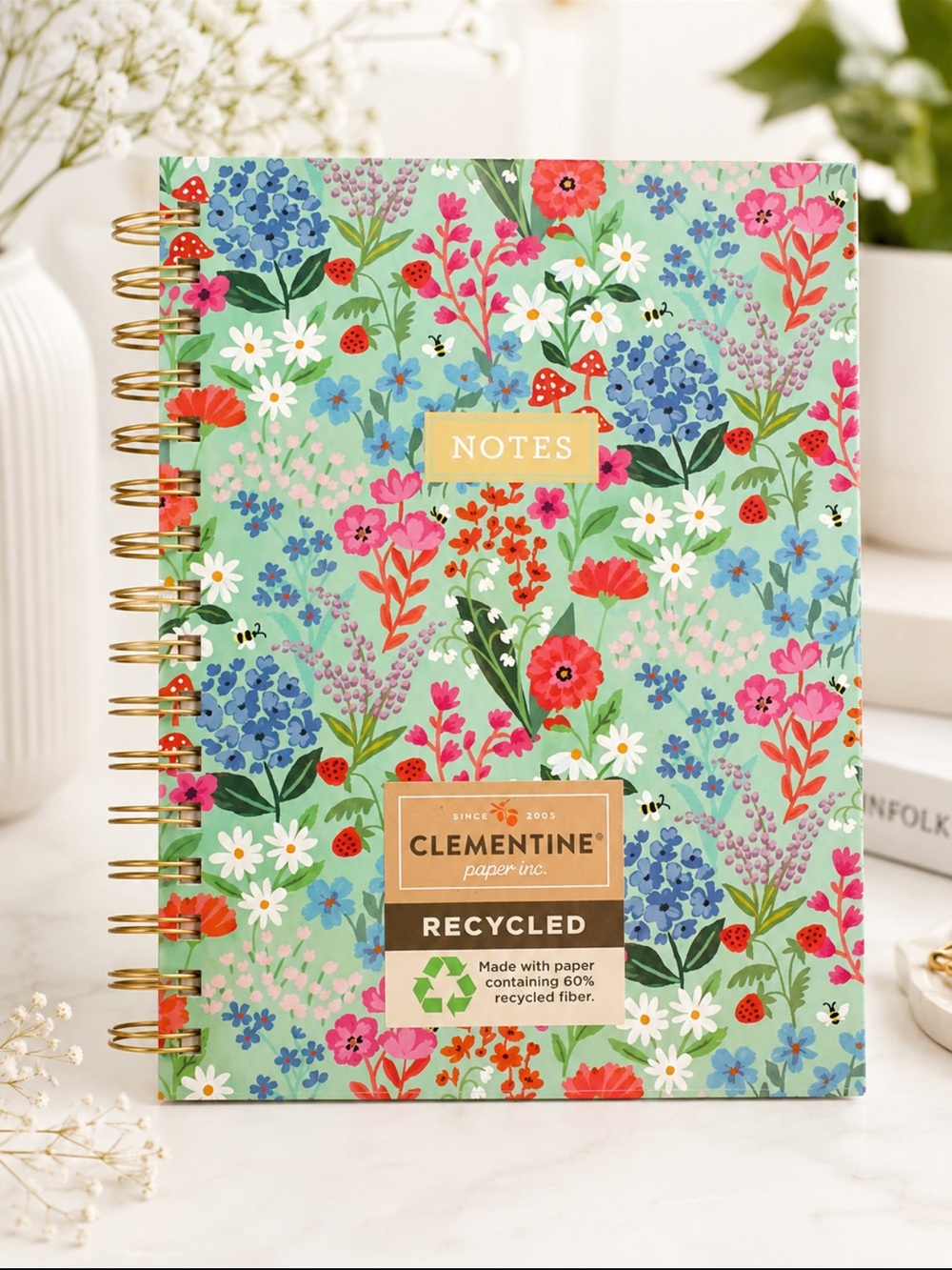 Clementine Floral Recycled Notes Notebook